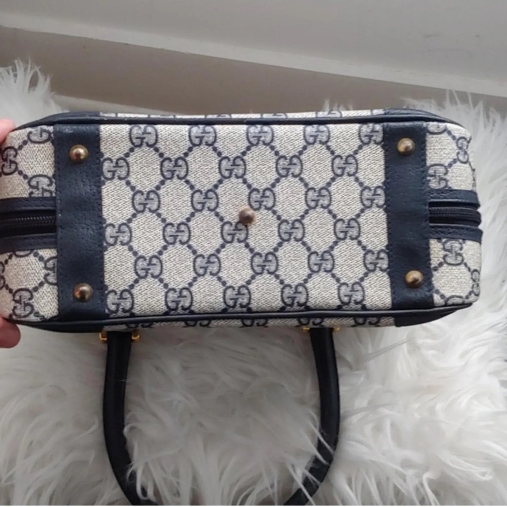 Gucci authentic Navy GG VintageTop-Handle Satchel - Picture 6 of 9